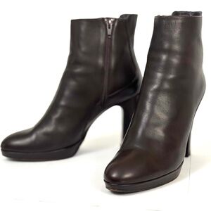 Chic and Sexy Max Mara Treviso Ankle Boots Tall Heel Hidden Platform Sz 10 Brown